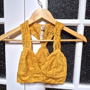Free People Bralette orange mustard lace XS